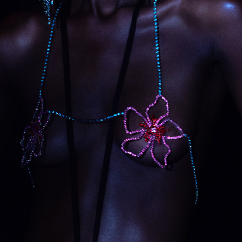 Women'S Fashion Jewellery - Stonefans Pink Flower Chest Chain Jewellery