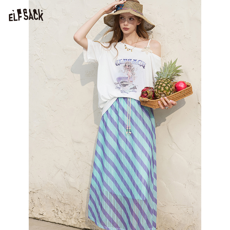 Women'S Fashion Graphic Tees - ELFSACK Women's Off Shoulder White Tee