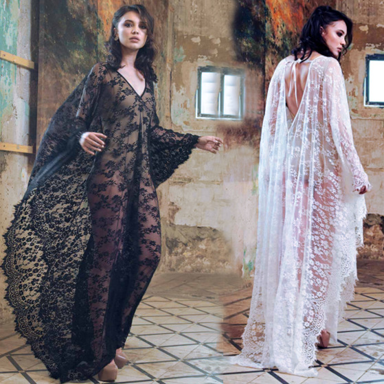 Women Fashion Photoshoot - Women's Loose Lace Long Dress, Beach