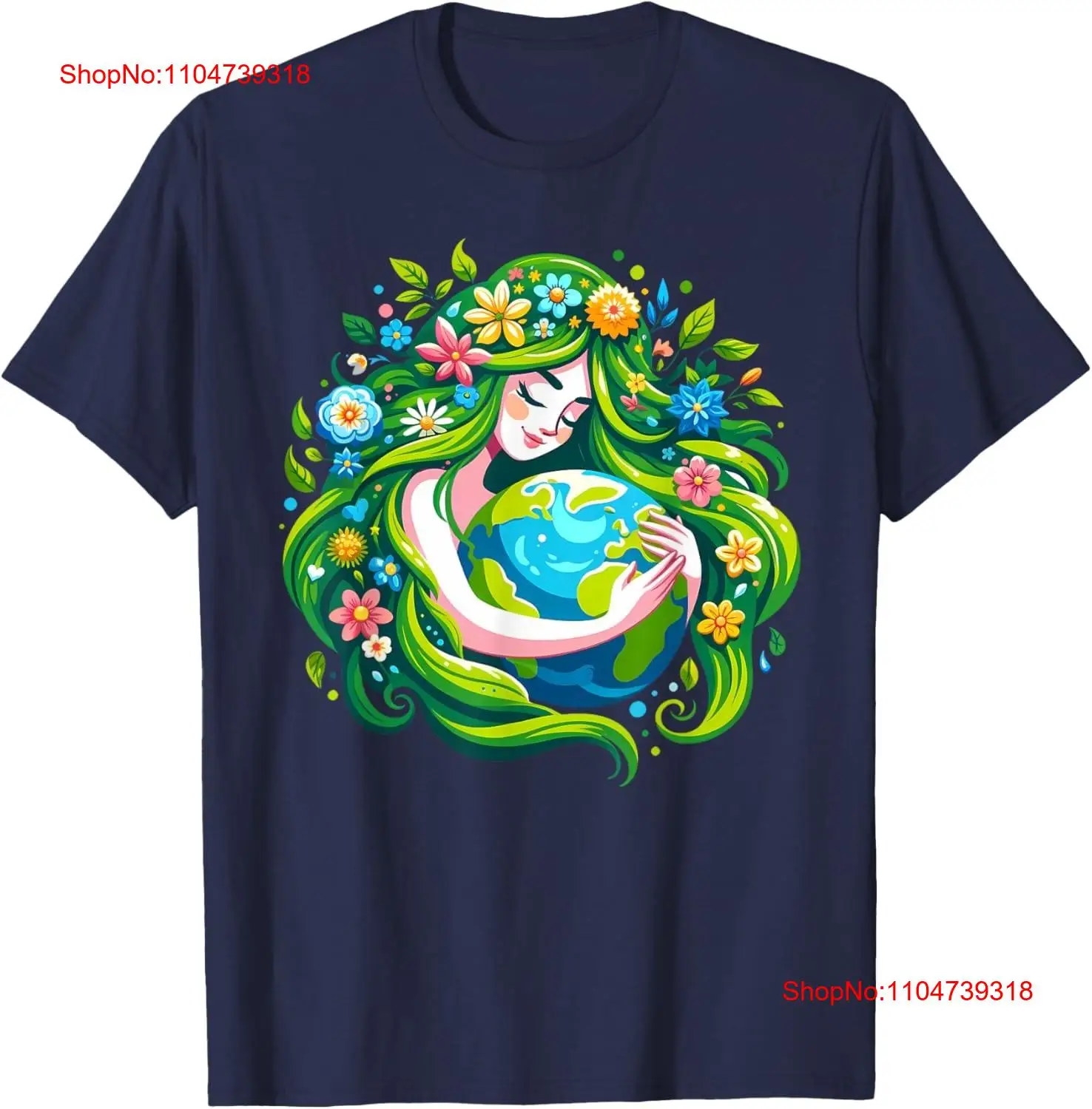Women'S Fashion Graphic Tees - Green Goddess Earth Day Save Our