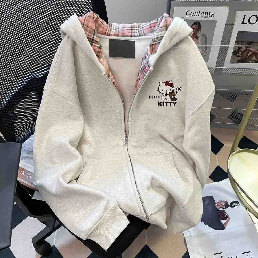 Women'S Fashion Long Coat - Hello Kitty Women's Hooded Sweatshirt Kawaii