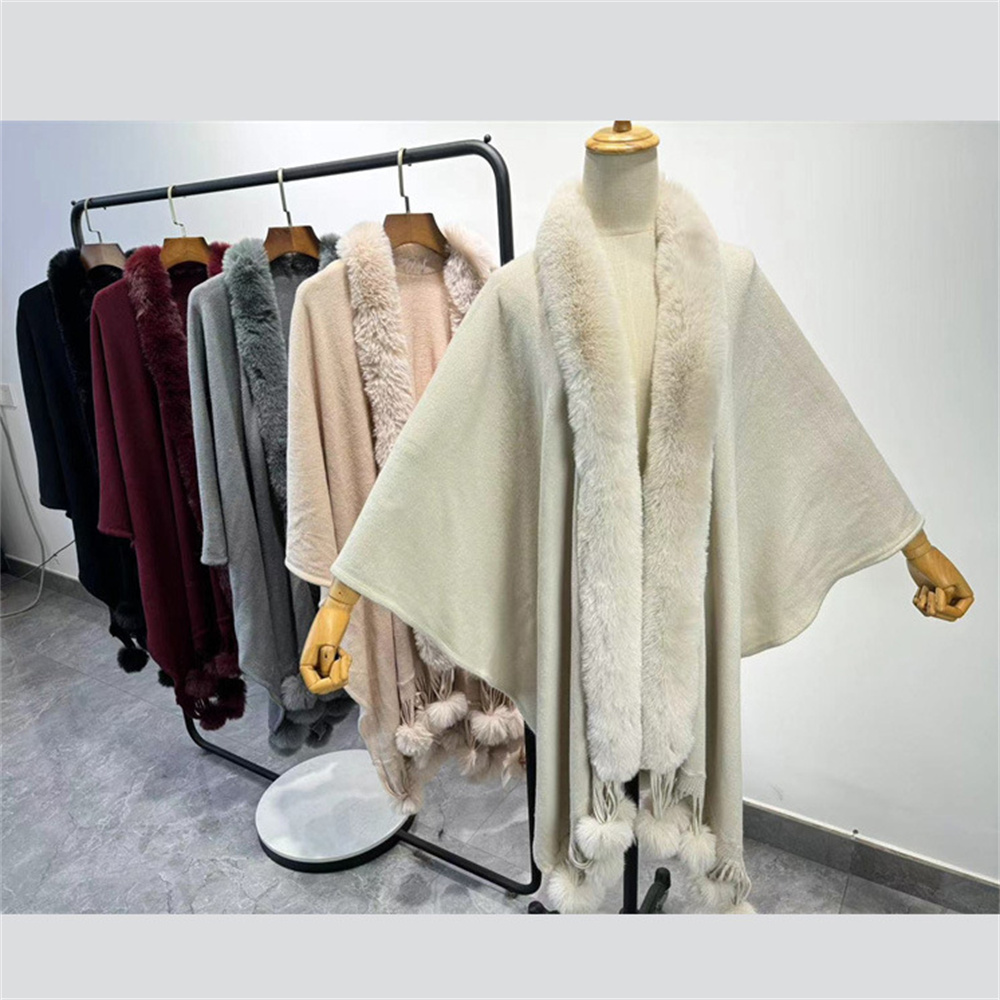 Women'S Fashion Long Coat - Winter Faux Rabbit Fur Ball Cloak