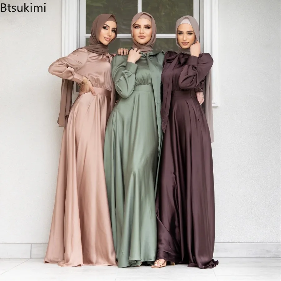 Turkey Women Fashion - Elegant Satin Dress for Women Muslim