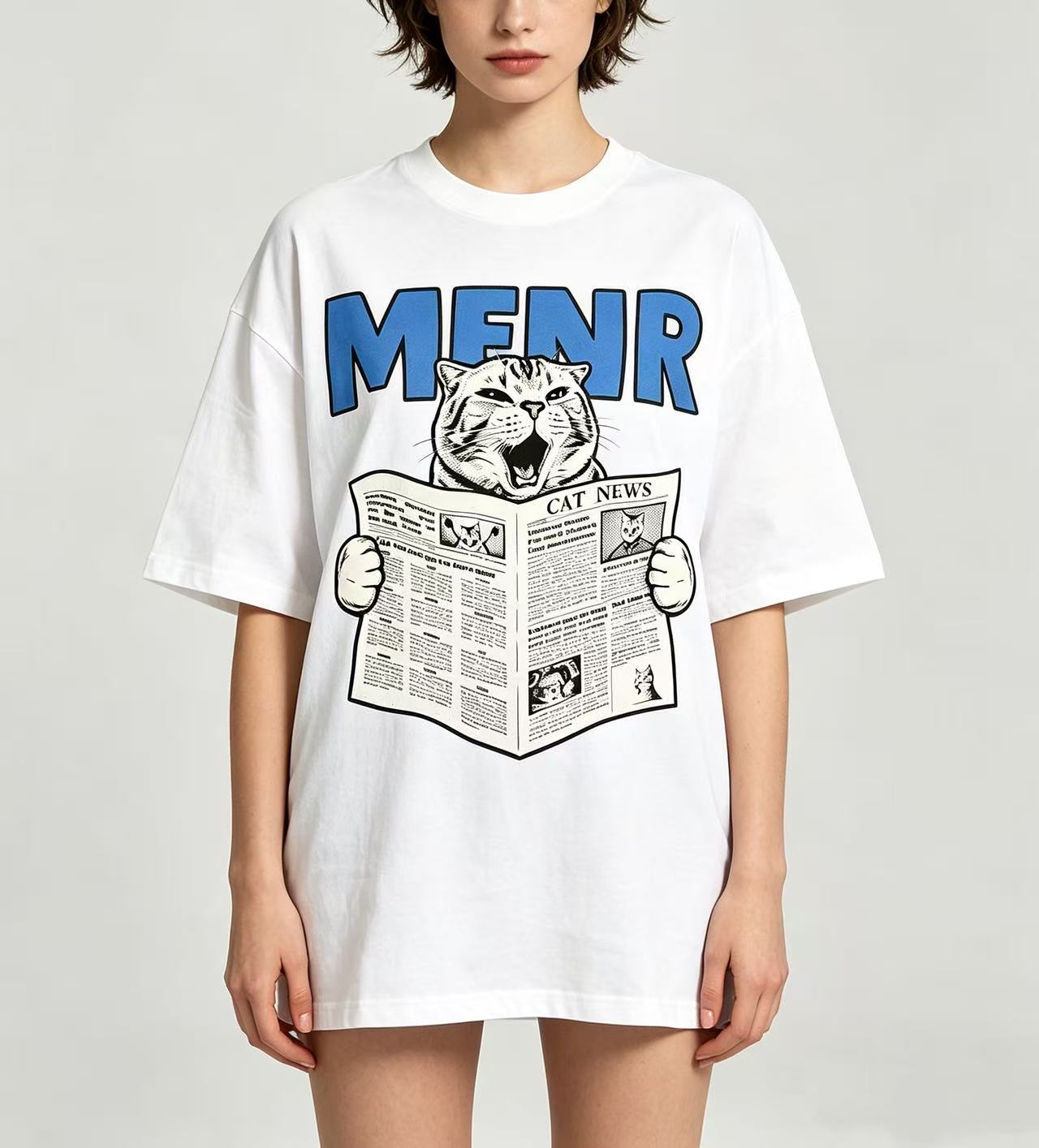Women'S Fashion Graphic Tees - Unisex Funny Cat Reading Newspaper Graphic