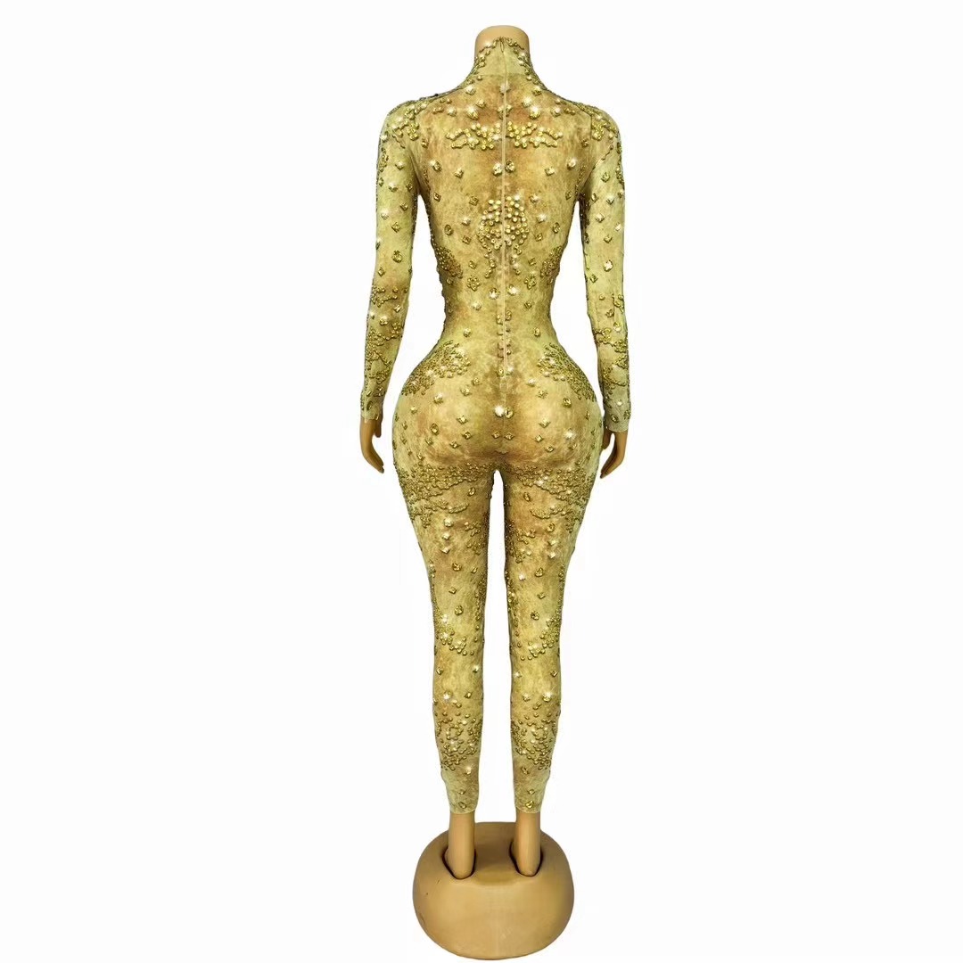 Sexy Stage Shining Gold Rhines - Women Fashion Photoshoot review and price