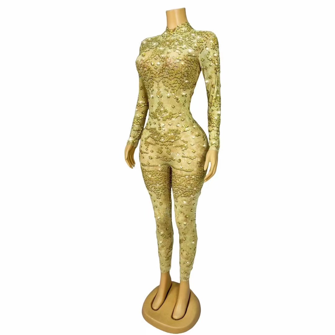 Sexy Stage Shining Gold Rhines - Women Fashion Photoshoot review and price