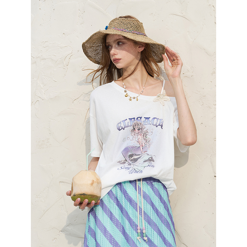 ELFSACK Women's Off Shoulder W - Women'S Fashion Graphic Tees review and price