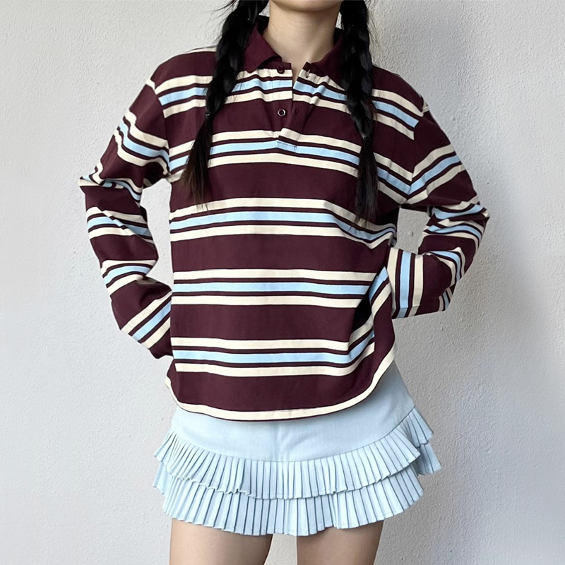 Women's Striped Relaxed Rugby  - Women'S Fashion Rugby Shirt review and price