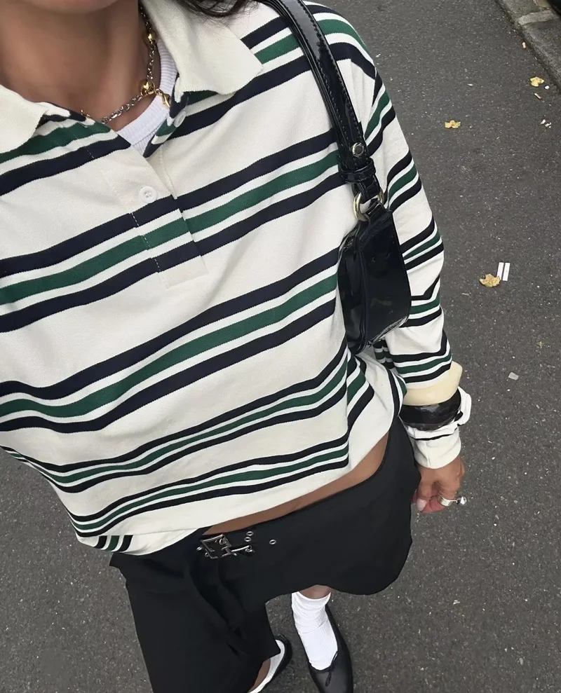 Women's Striped Relaxed Rugby  - Women'S Fashion Rugby Shirt review and price