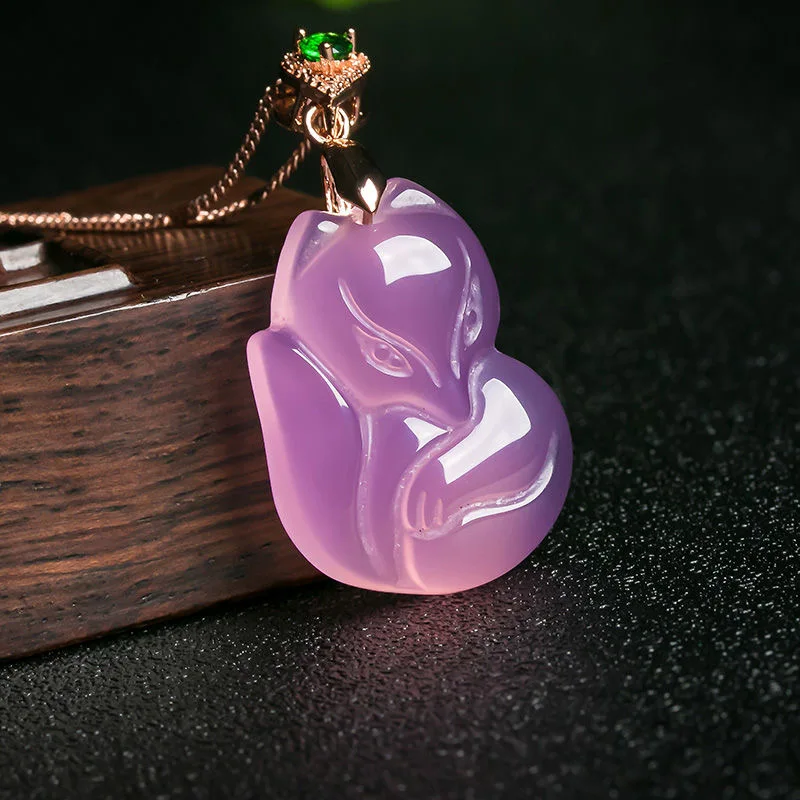 Natural Purple Agate Fox Penda - Women'S Fashion Jewellery review and price