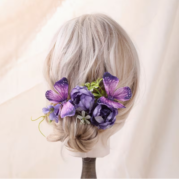 Purple Butterfly Flower Hair C - Women Fashion Photoshoot review and price